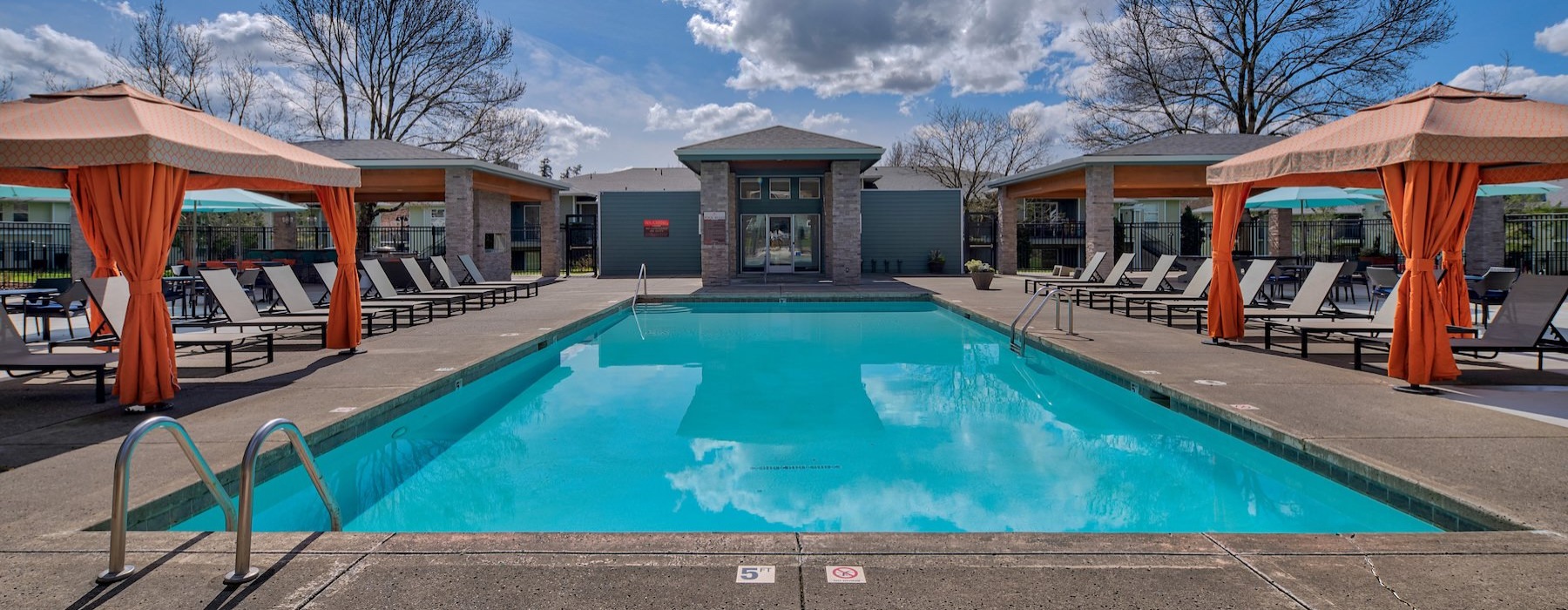 a swimming pool in a courtyard